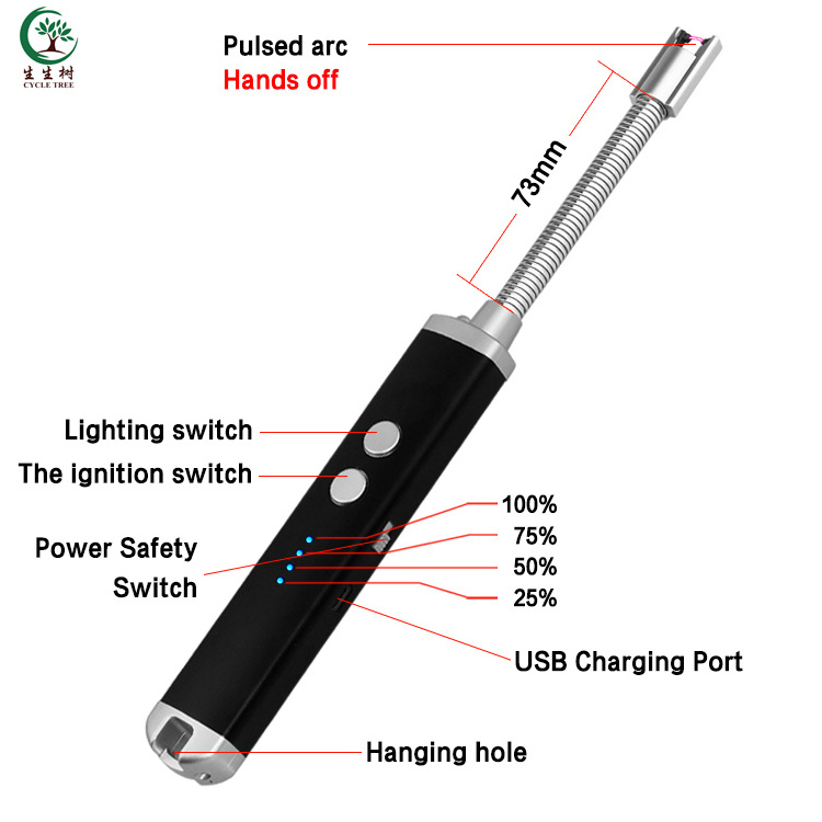 Wholesale Windproof Dual Arc USB Electric Candle Lighter, USB Rechargeable electronic Candle lighter