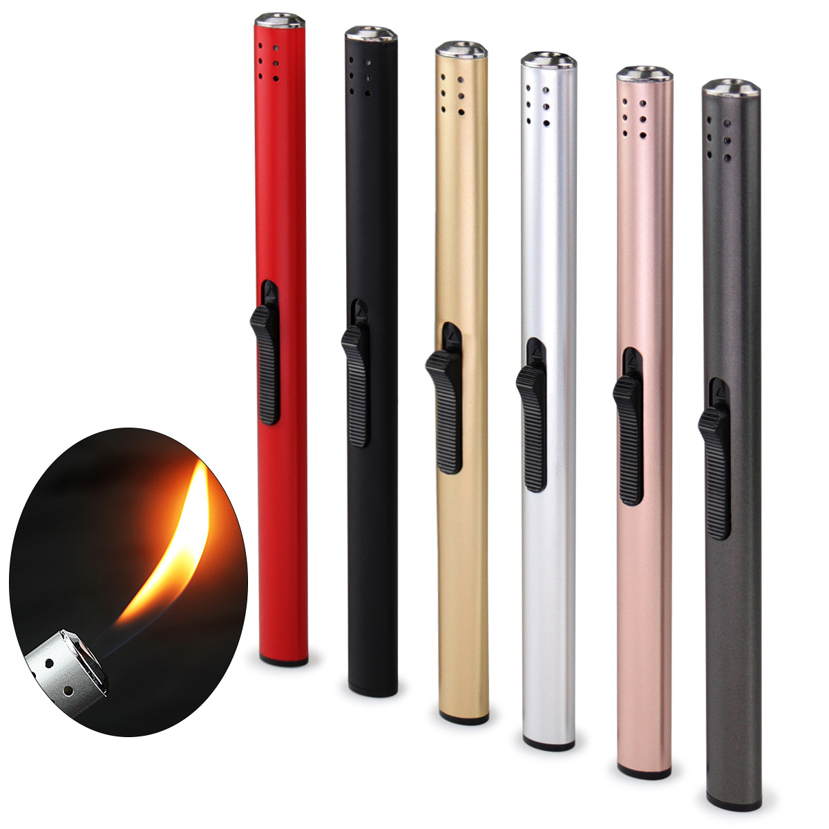 Wholesale Blue Fire Jet Flame Lighters Custom Logo Gas Refillable Windproof Butane Torch Rose Gold Lighter