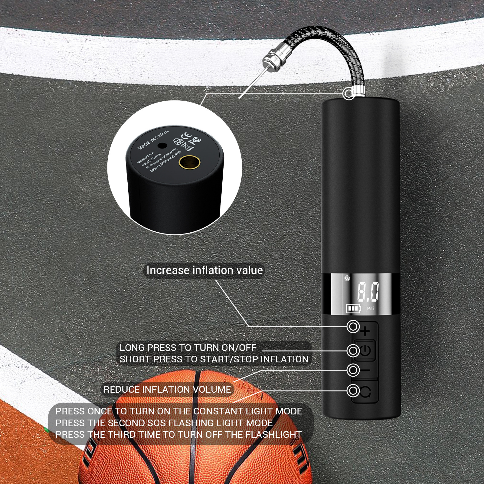 Electric Fast Ball Pump Air Pump with Needle and Nozzle for inflatables Athletic Basketball Soccer Sport Balls