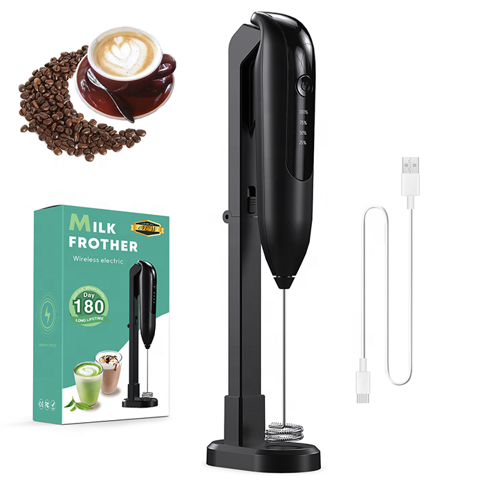 Coffee Milk Frother Handheld Electric Milk Frother Speed Handheld Foam Maker Blender USB Rechargeable With lithium battery