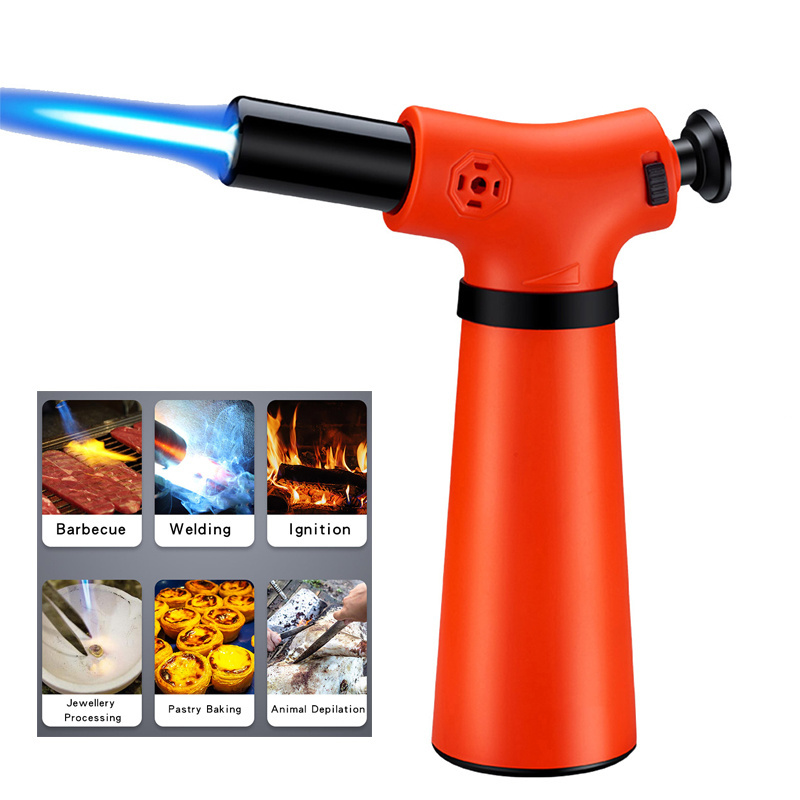 Manufacturer Custom Logo Portable Windproof Kitchen Restaurant BBQ Camping Gas Torches Lighter With Butane Refillable