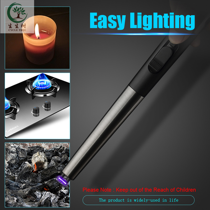 Wholesale rechargeable electronic USB lighter Kitchen Windproof Metal Flint Electric Candle Lighters