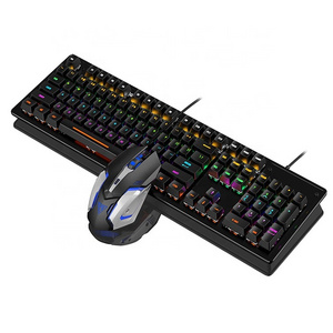 V2 Professional Gamer RGB LED Wired Desktop Gaming Mechanical Keyboard and Mouse Combo