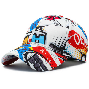 Adjustable Black White Multicolor Printing Graffiti All-matching Hip Hop Graffiti Baseball Cap