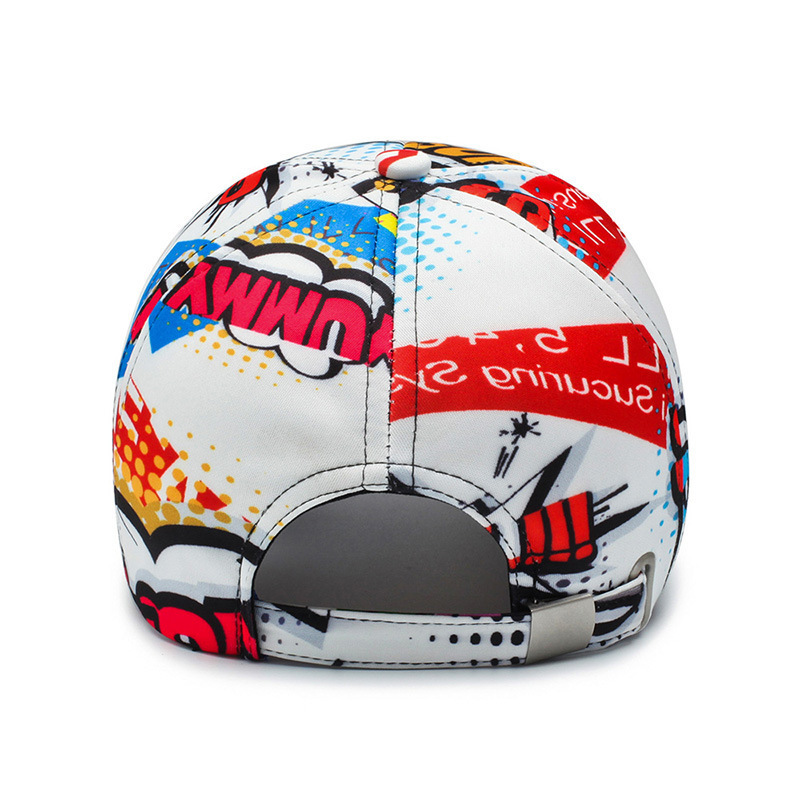 Adjustable Black White Multicolor Printing Graffiti All-matching Hip Hop Graffiti Baseball Cap