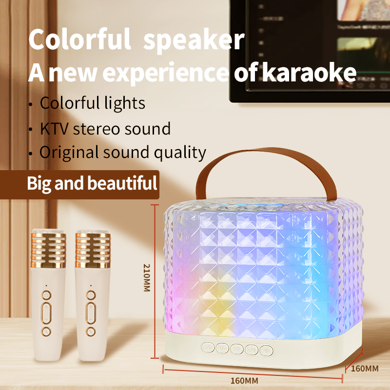 Portable Chinese English Karaoke Machine For Singing Small Karaoke Speaker with Two Wireless Microphone Kids  KTV Speaker