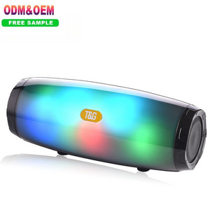 Custom Logo Outer Packaging Speakers Waterproof Subwoofer MINI MP3 Player With Speaker FM TF USB LED RGB colourful lights