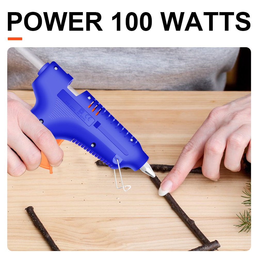 Full Size Fast Preheat Big Power 100W Hot Melt Glue Gun Perfect for DIY,Home Repairing,Arts and Crafts