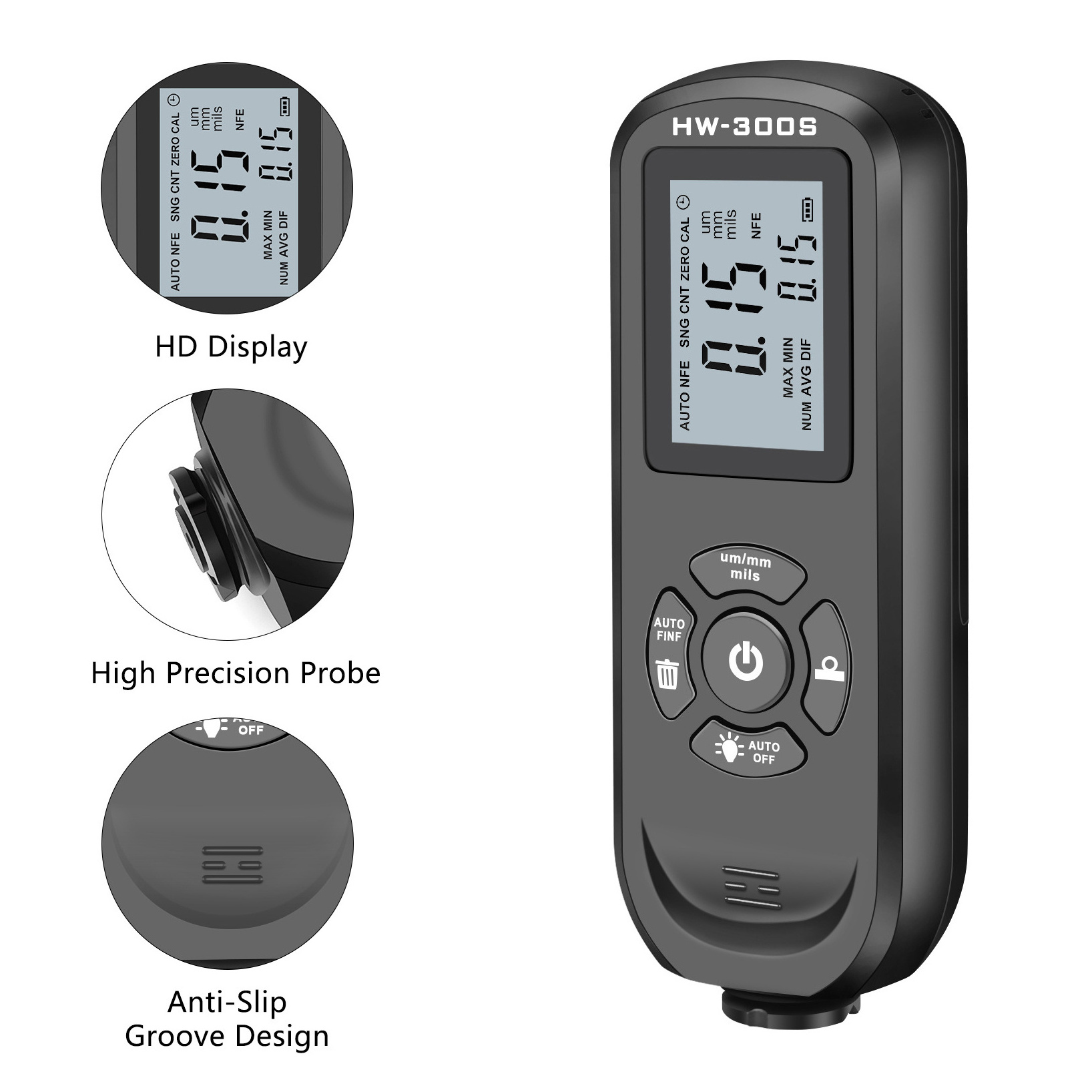 Measurement Range 0-2000um High-Precision Digital LCD Automobile Film Thickness Meter Car Paint Coating Thickness Tester Gauge