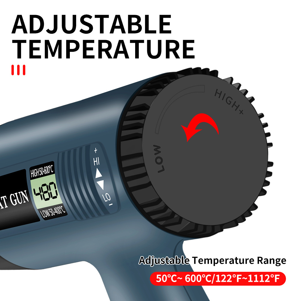 2000W Fast Heat Up Variable Temperature 122~1112 Fahrenheit Degree Hot/Cold Air Heat Gun for Crafts,Shrinking,Stripping