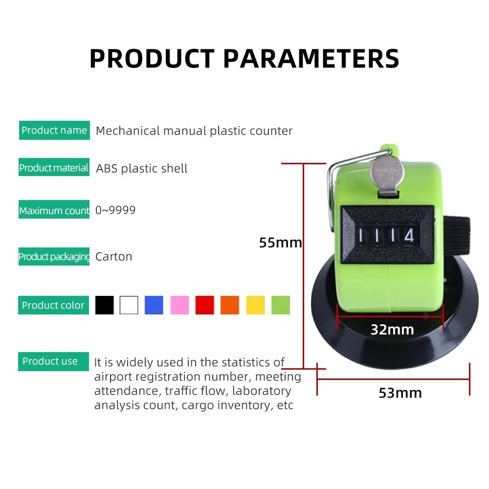 Mechanical manual ABS plastic easy to operate durability clear display 4 digits max 9999 muslim tally counter with base