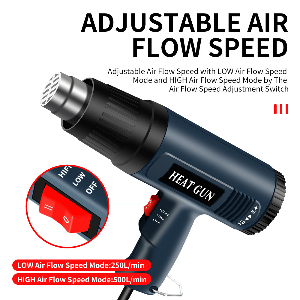 Hot/Cool Air Output Fast Heating Big Power 2000W Industrial/Home Heat Gun for for DIY,Shrinking,Bending,Stripping,Desoldering