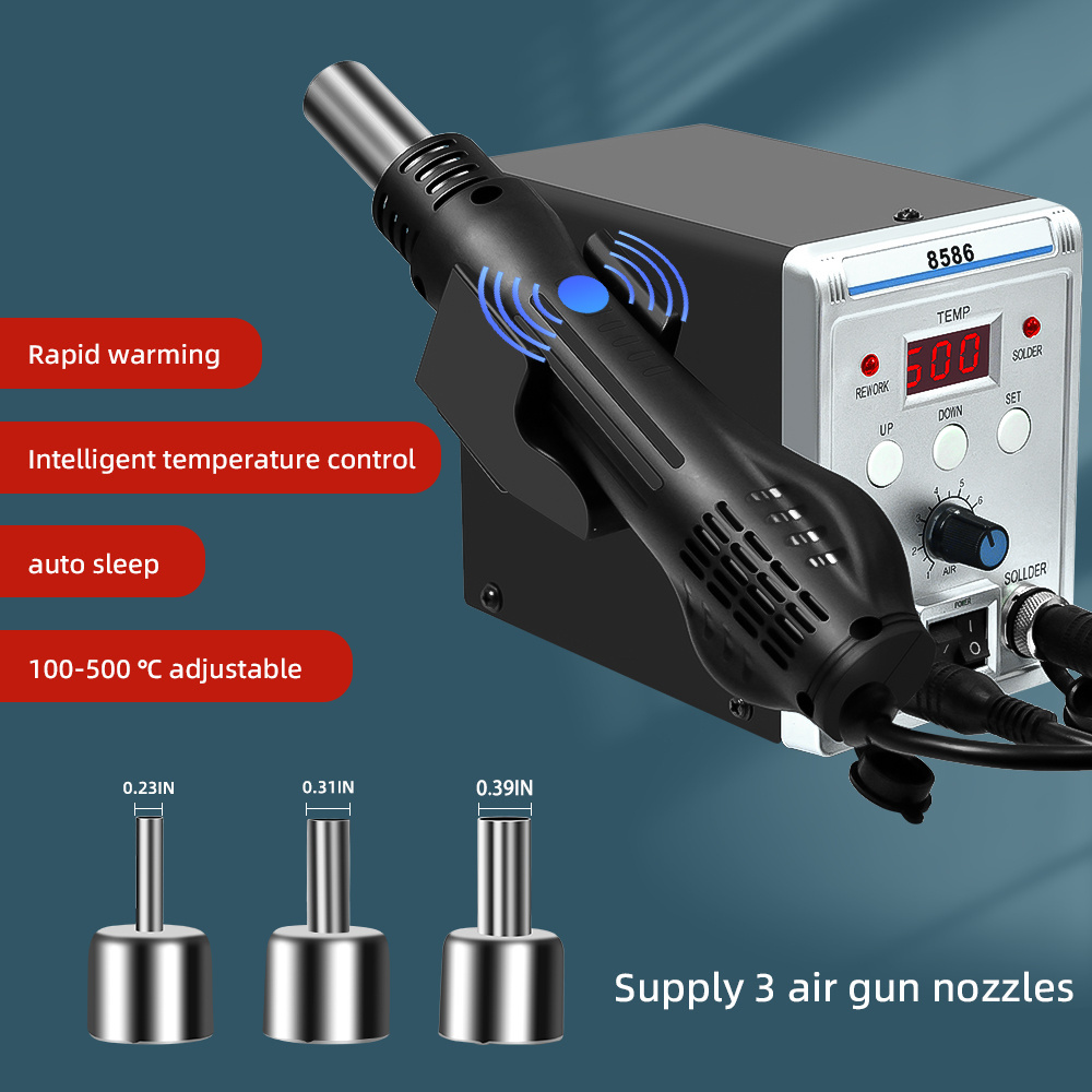 2 IN 1 Rework Soldering Station 700W Hot Air Heat Gun and Soldering Iron Station with Adjustable Temperature for Repairing