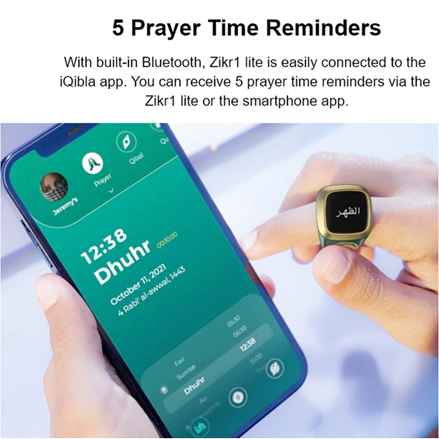 Tasbih Counter Prayer Reminder Fingers Ring Style ZIKR Ring Electronic Counter with OLED Displaying and Rechargeable Battery