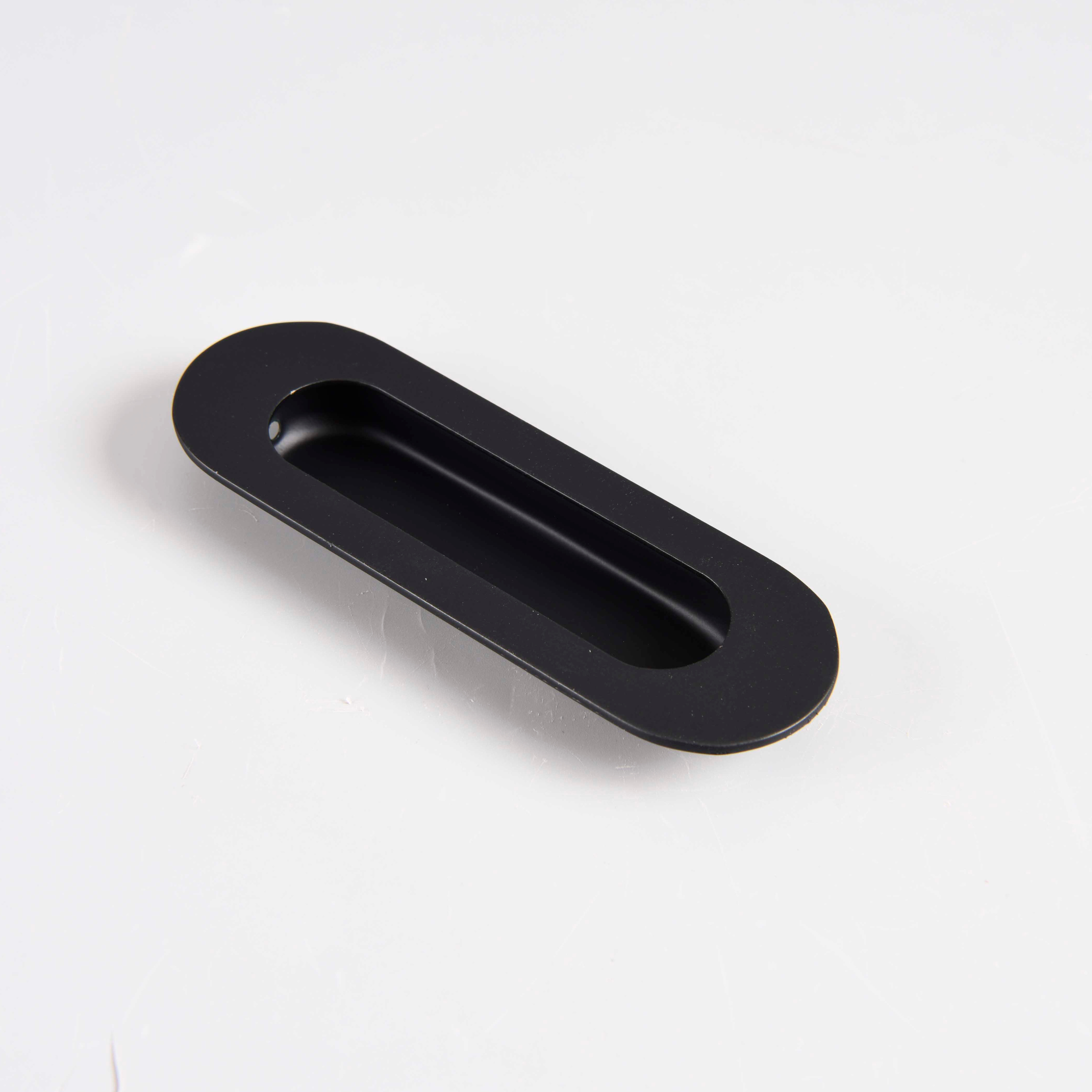 Oval shape black color sliding door hardware verve flush pull handle cabinet handle