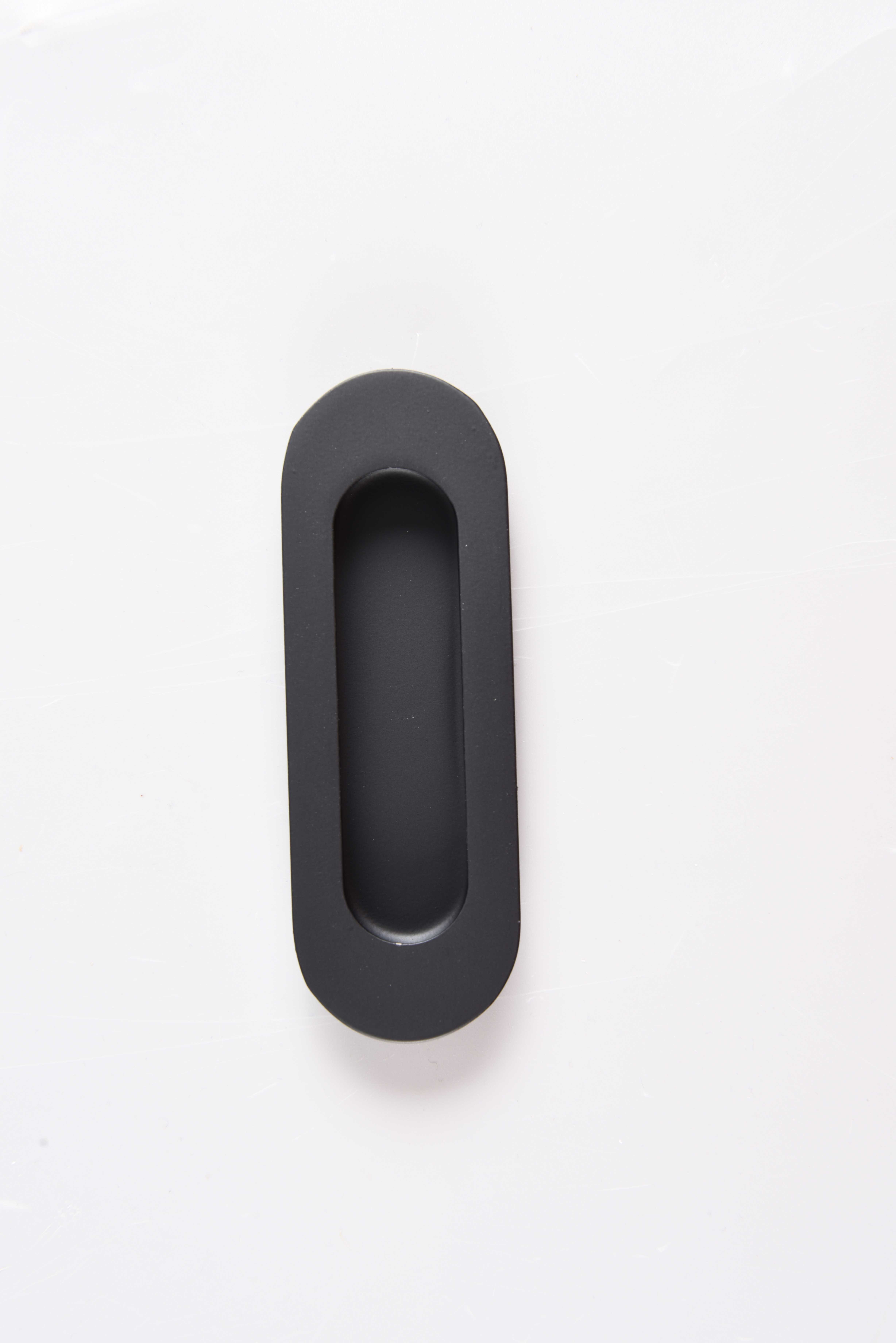 Oval shape black color sliding door hardware verve flush pull handle cabinet handle