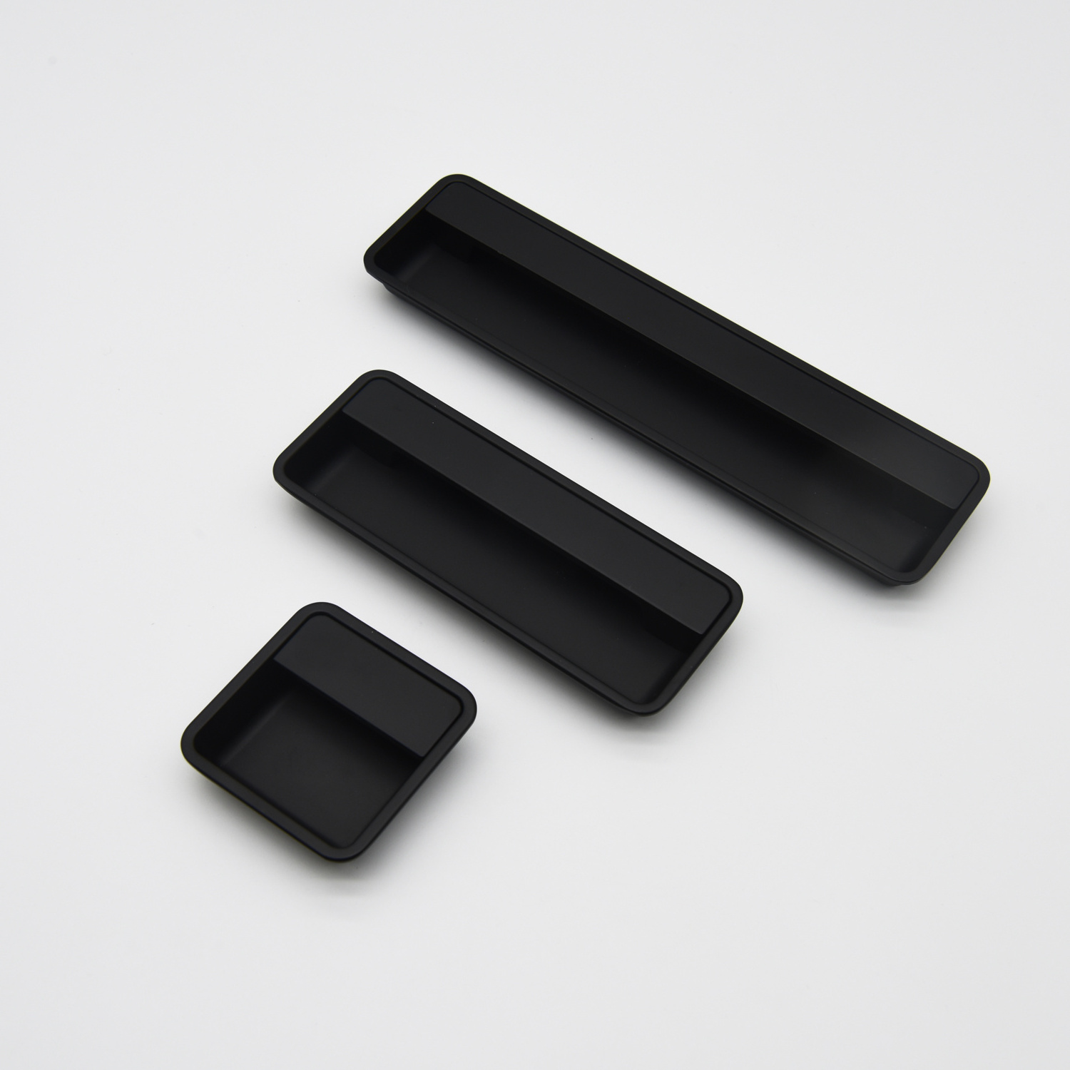 Zinc Alloy Matte Black Inset Finger Flush Pulls Hardware Recessed Sliding Closet Door Handle