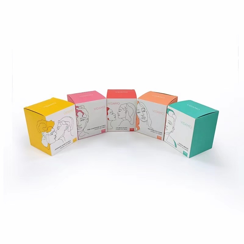 Custom elegant foldable candle jar folding boxes for candles flat with gold foil logo wholesale craft paper box