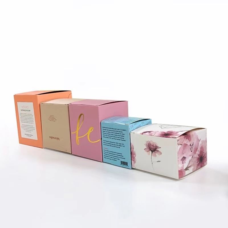 Custom elegant foldable candle jar folding boxes for candles flat with gold foil logo wholesale craft paper box