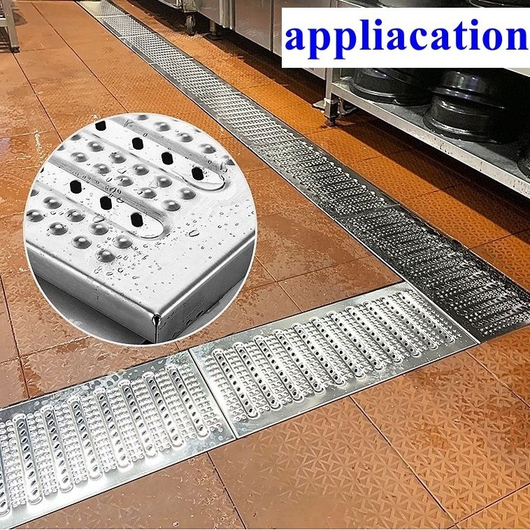 Kitchen drain trench grate cover Stainless Steel Swimming Pool metal Drain water grating linear gutter Channel plate