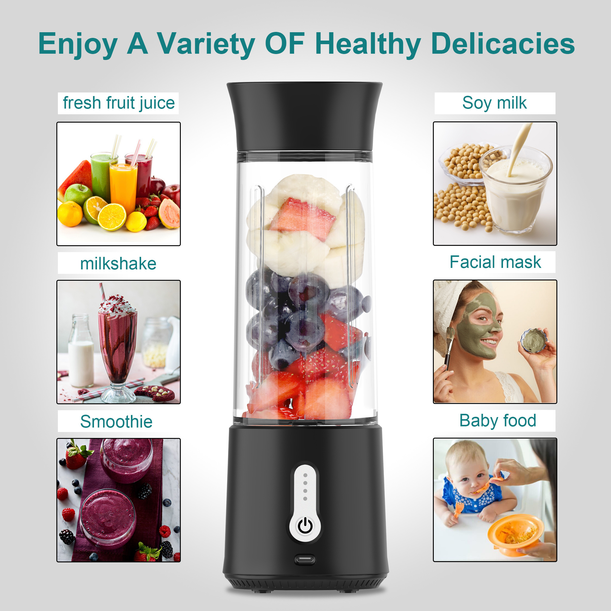 500ML Six-knife Electric Juicer Smoothie Blender Cup Mini Portable USB Blenders Wireless Juicer Portable protein shaker electric