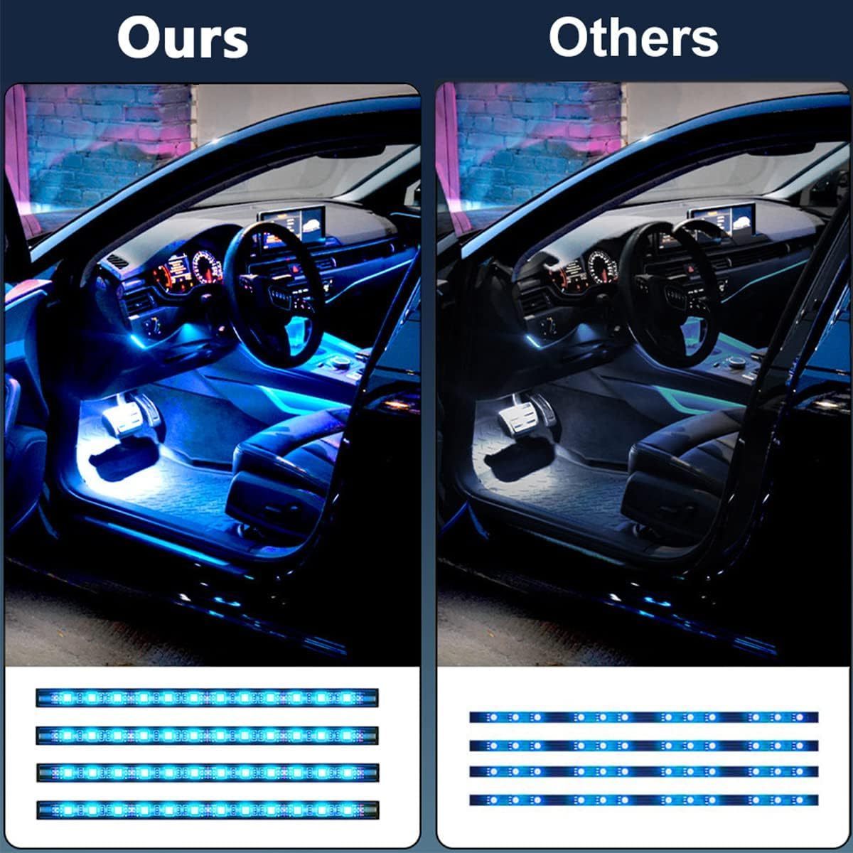 Car Rgb Led Strip Light Automotive Interior Decorative smart lights strip APP Control led light bar for car