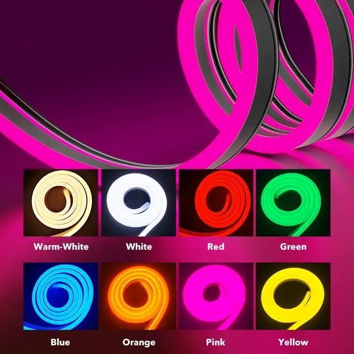 Neon flex 12V 6*12mm Silicone LED neon light strip rope 1cm cut Single Color and RGB Led Flex Neon Strip