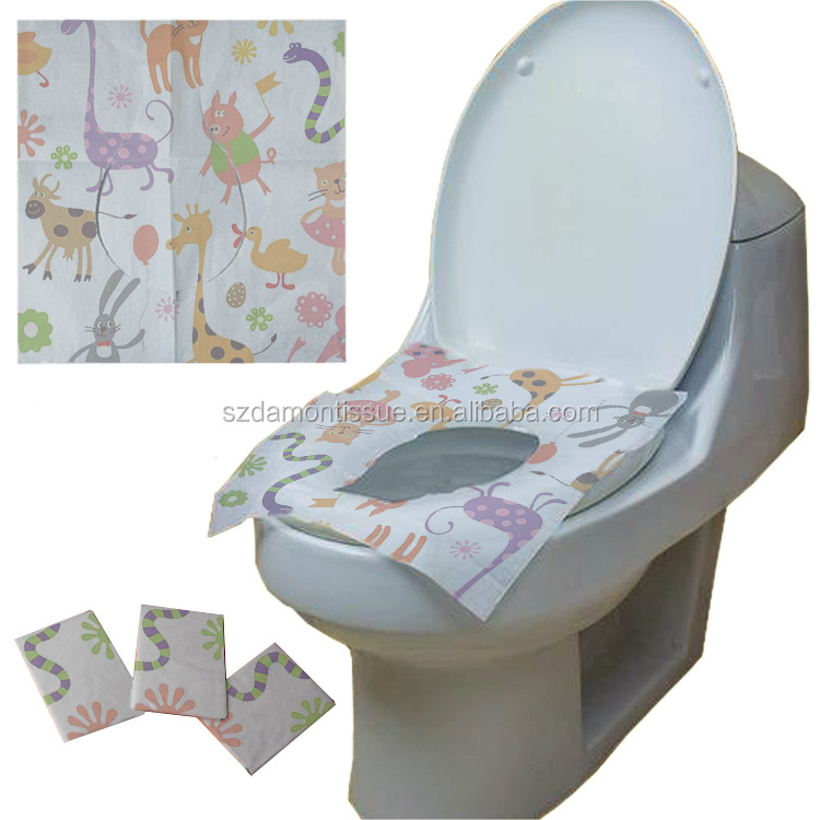 Damon-Tissue 40cm x 48cm 3ply printed flushable disposable paper toilet seat cover