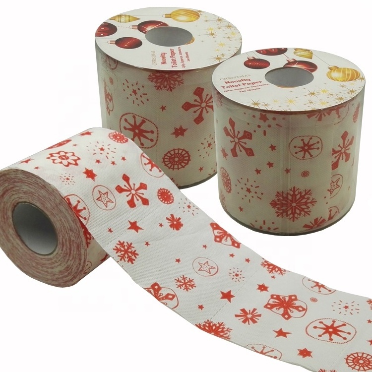 Damon-Tissue novelty bathroom tissue jumbo roll custom printed Christmas toilet paper