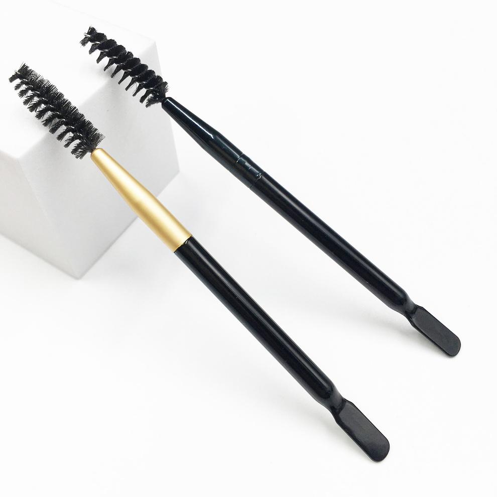 New Arrival Lash Brushes Mascara Wand Double Ended Spiral Eyelash Eyebrow Brush with Scraper