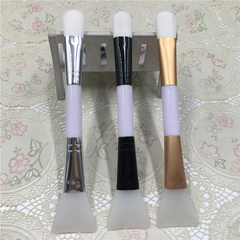 White Face Mask Brush and Silicone Mask Applicator Double-Ended Facial Cosmetic Beauty Tool