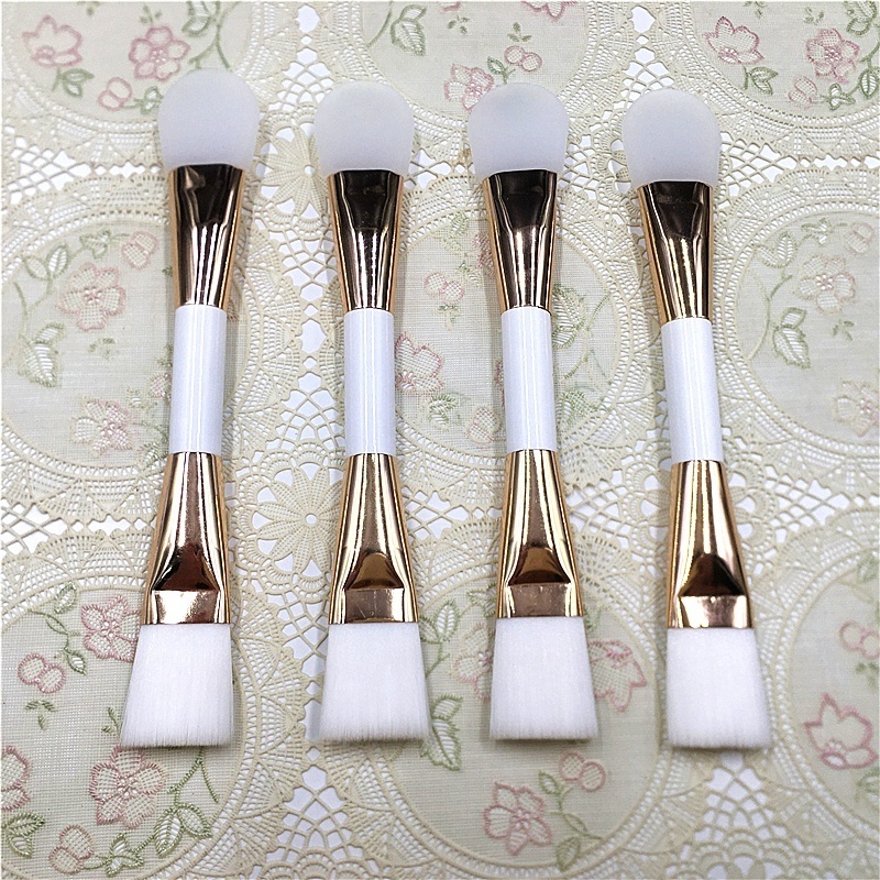 White Face Mask Brush and Silicone Mask Applicator Double-Ended Facial Cosmetic Beauty Tool