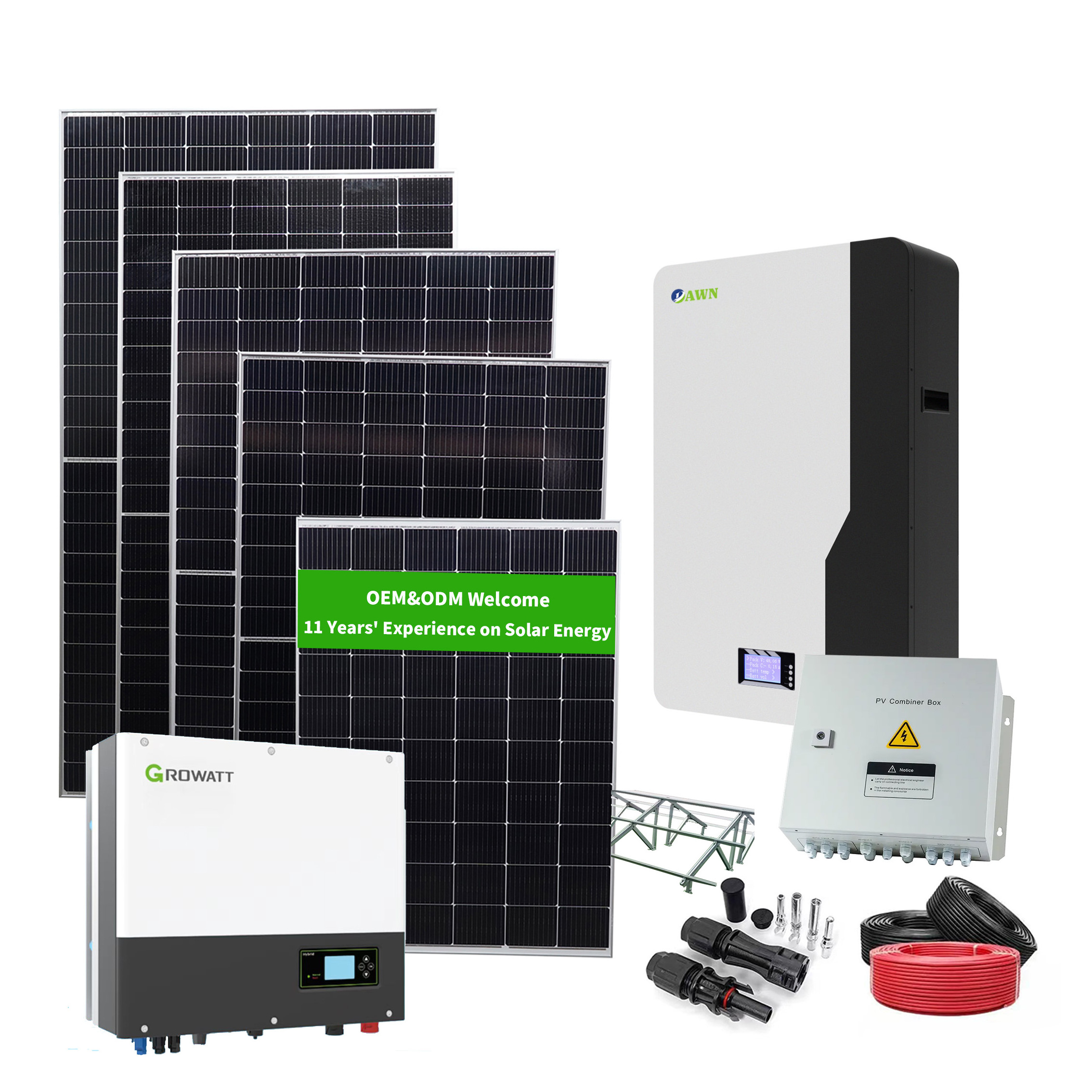 5KW 10KW Hybrid Complete Kits Set Photovoltaic Cells Panel Power Bipv Solar Systems 12KW Crown Solar Energy System