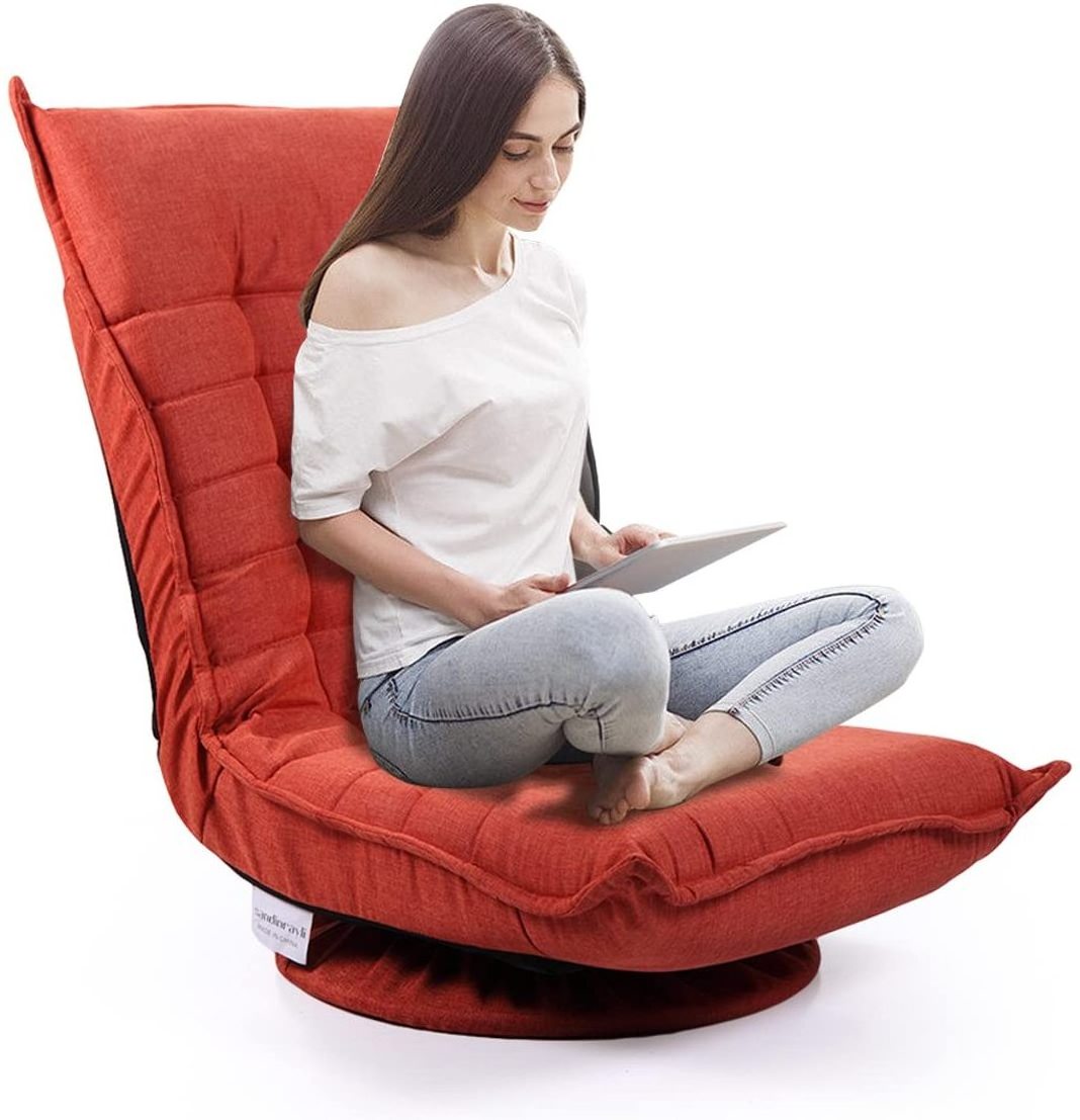 Floor Gaming Chair 5-Position Adjustable Folding Floor Chair Fabric 360 Degree Swivel Comfortable Lazy Sofa Chair for Adults