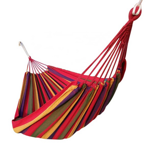 DYS OEM ODM Colorful Stripes Cotton Fabric Canvas Camping Hammock For Beach Portable Outdoor Hammock swing