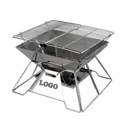 Folding Adjustable Height Stainless Steel Charcoal BBQ Grill Collapsible Portable Premium Barbecue Grill Fire Pit