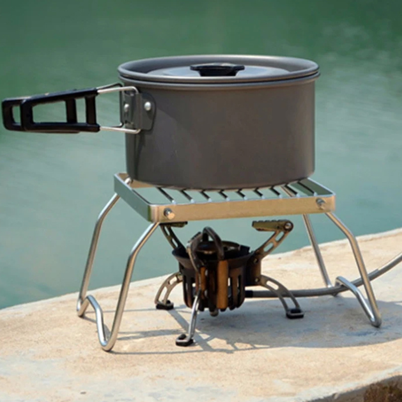 Camping Grill Stainless Steel Barbecue Stove Rack Outdoor Campfire Charcoal Gas Camping Mini Folding Bracket