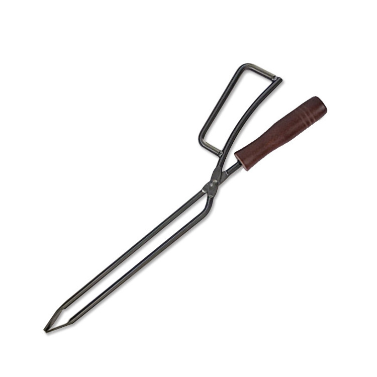 DYSC BBQ Accessories Stainless Steel Food Tong Wood Handle Barbecue Grilling Cooking Locking Wooden Grill Tongs