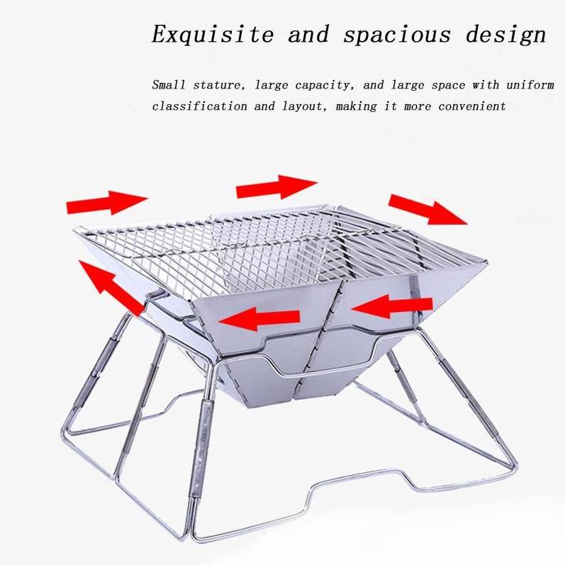 Portable barbecue rack camping hunting campfire outdoor equipment barbecue stainless steel folding barbecue stove