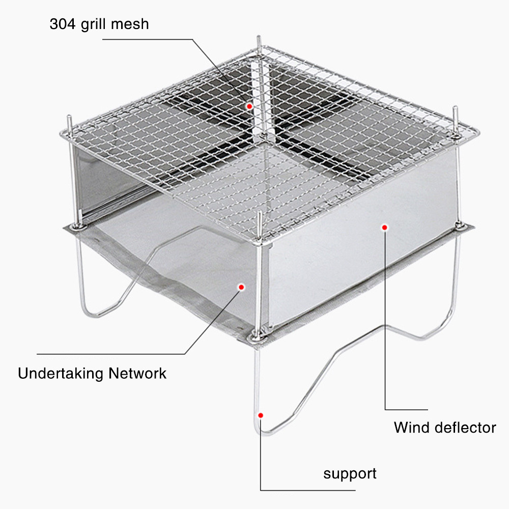 DYSC Outdoor Camping Folding Portable Camping Cooker Campfire Stove Burning Firewood Stove Fire Pit Grill