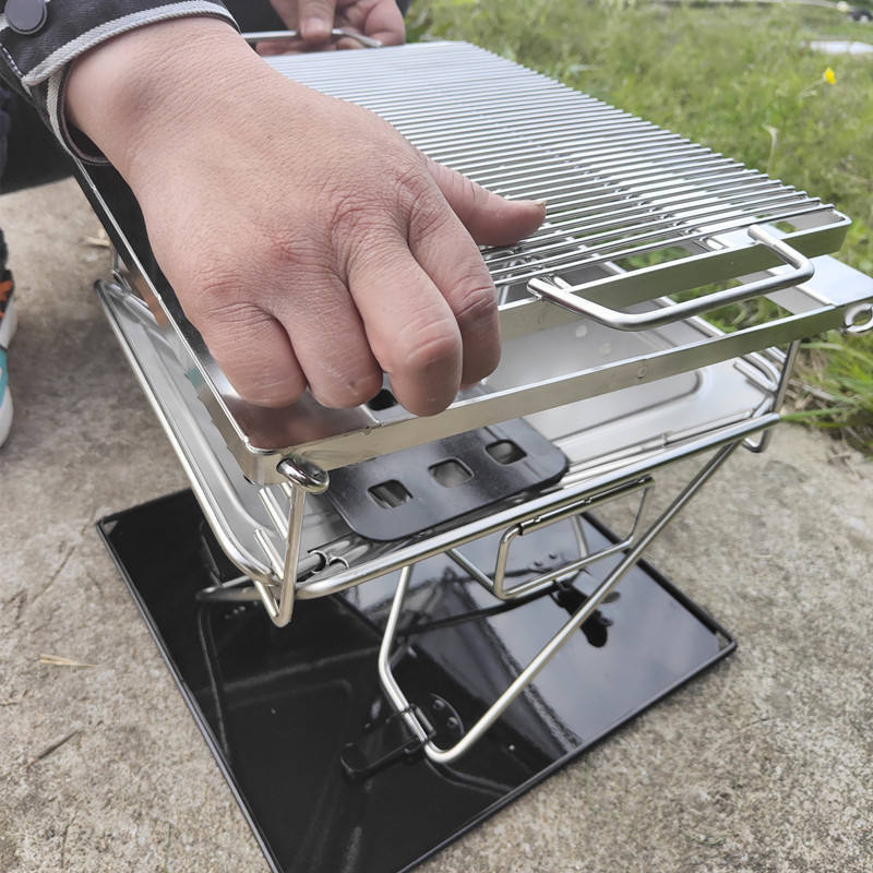 Outdoor charcoal folding stainless steel barbecue smoked kitchen for 3-5 people