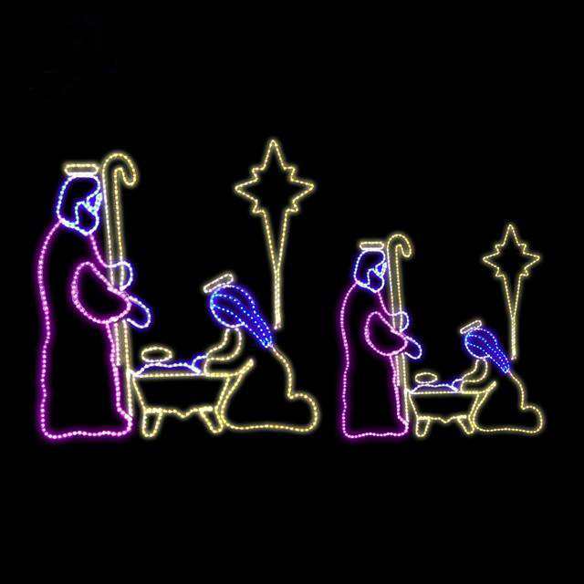 Jesus Nativity Scene Christmas Light Display