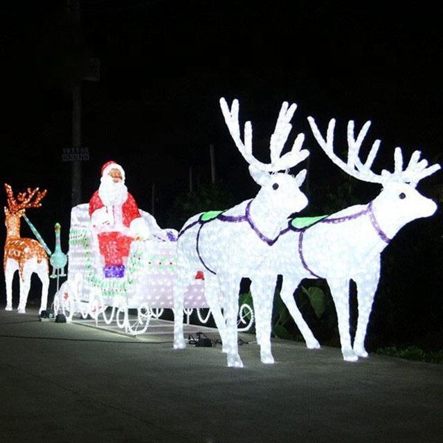 Christmas Festival Decoration Light Garden Lighting Reindeer With Sleigh Led Christmas Lights