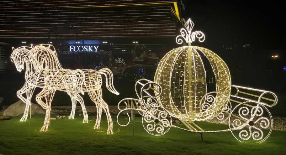 Christmas Festival Decoration Light Garden Lighting Reindeer With Sleigh Led Christmas Lights