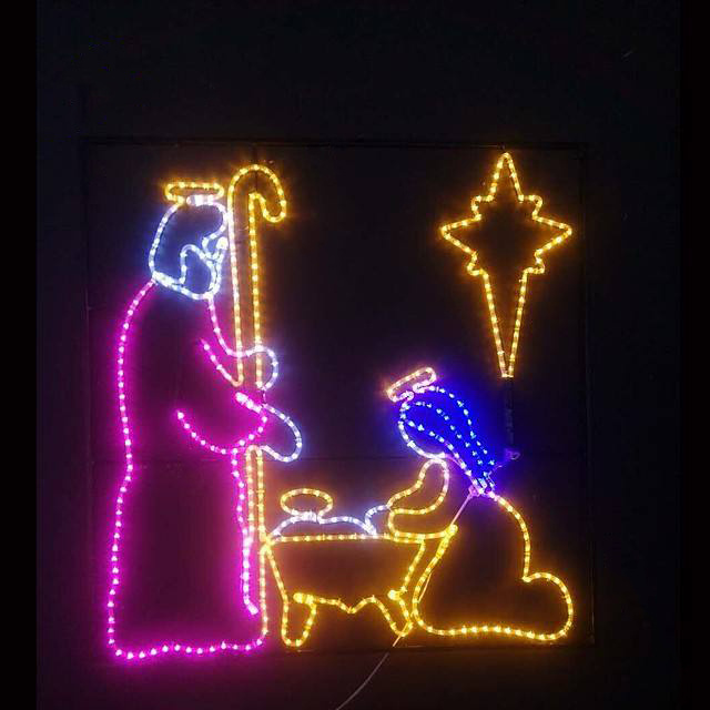 Jesus Nativity Scene Christmas Light Display