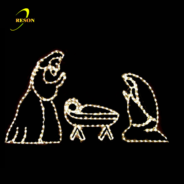 Christmas Nativity Scene With Colorful Led Light