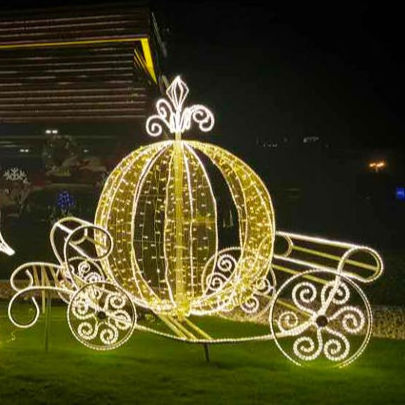 Holiday Lighting Park Decoration Outdoor Halloween Decorations Large Luxury Horse Carriage Motif Lights