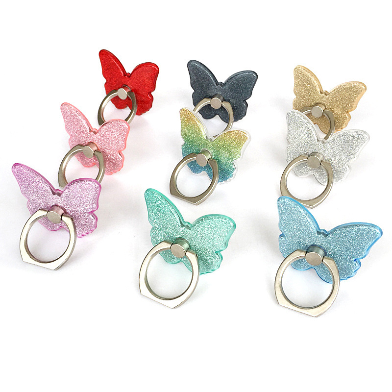 Universal Glitter Beautiful Butterfly Mobile Phone Handle Holder Portable Desktop Bracket Ring Holder Mobile Phone Holder Socket