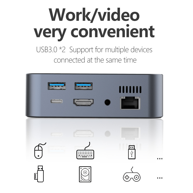 9 in 1 USB C HUB 4K HDTV USB 3.0 SD/TF Card Reader 3.5mm Audio Jack and Gigabit Ethernet Port Type-C docking station