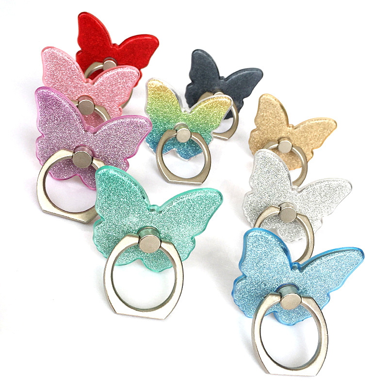 Universal Glitter Beautiful Butterfly Mobile Phone Handle Holder Portable Desktop Bracket Ring Holder Mobile Phone Holder Socket